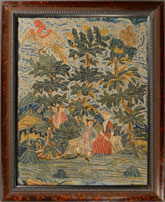 Courting couple needlework picture from Huber
