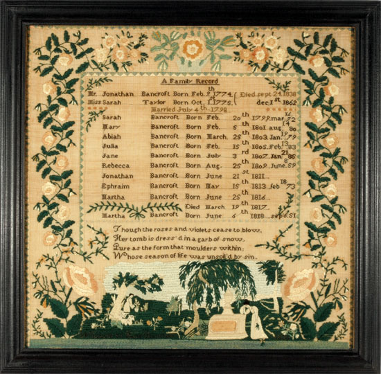 needlework sampler from Huber by Bancroft of MA