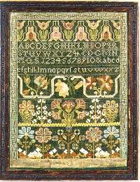 Antique sampler, silk embroridery, needlework picture, tapestry, canvaswork pictrue