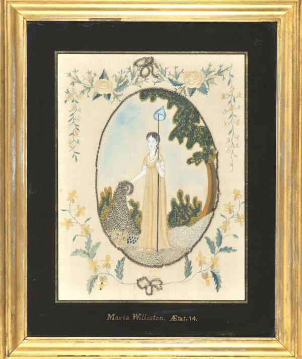 Maria Williston silk embroidery antique sampler from Carol & Stephen Huber