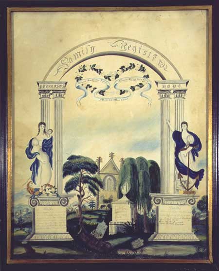 Antique watercolor memorial by Ellen Smith from Huber