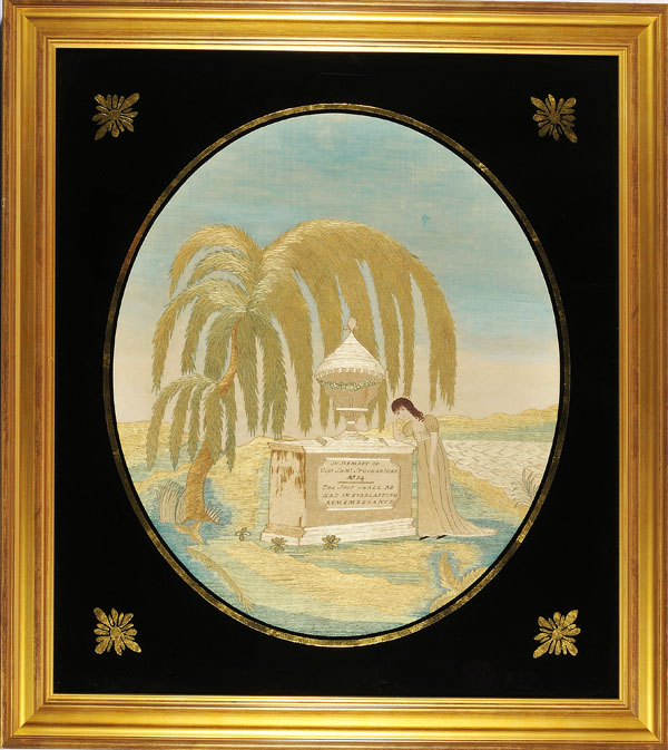 Silk embroidered memorial from Huber to Stockbridge