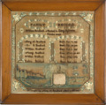 sampler by Mary Bradford, Plymouth, MA from Betty Ring's collection, Huber