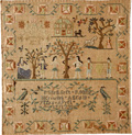 Sampler by Margaret Roome, NY dated 1798 from Betty Ring, Huber