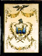 Deming embroidered Coat of Arms Antique needlework from Stephen & Carol Huber
